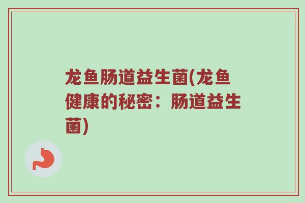 龙鱼肠道益生菌(龙鱼健康的秘密:肠道益生菌) 龙鱼肠道益生菌(龙鱼健康的秘密:肠道益生菌)