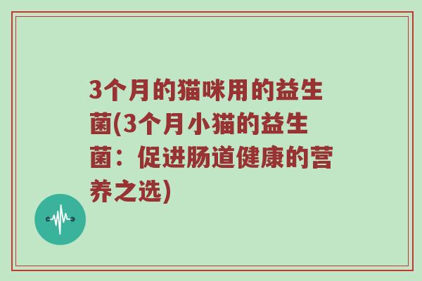 3个月的猫咪用的益生菌(3个月小猫的益生菌：促进肠道健康的营养之选)