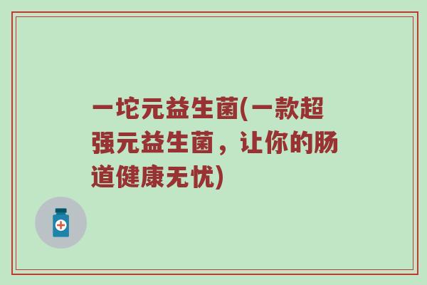 一坨元益生菌(一款超强元益生菌，让你的肠道健康无忧)