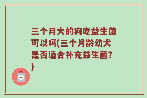 三个月大的狗吃益生菌可以吗(三个月龄幼犬是否适合补充益生菌？)