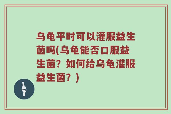 乌龟平时可以灌服益生菌吗(乌龟能否口服益生菌？如何给乌龟灌服益生菌？)