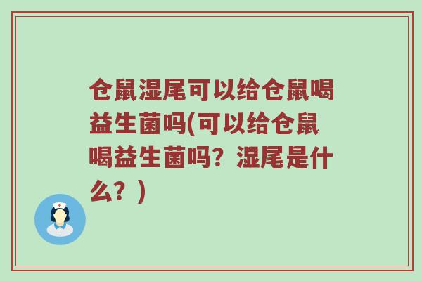 仓鼠湿尾可以给仓鼠喝益生菌吗(可以给仓鼠喝益生菌吗？湿尾是什么？)