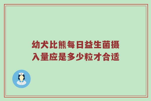 幼犬比熊每日益生菌摄入量应是多少粒才合适