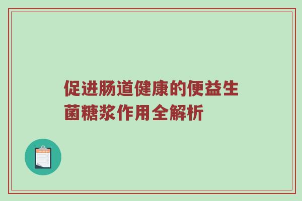 促进肠道健康的便益生菌糖浆作用全解析