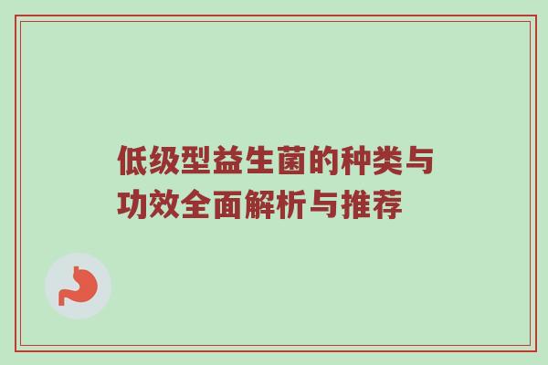 低级型益生菌的种类与功效全面解析与推荐