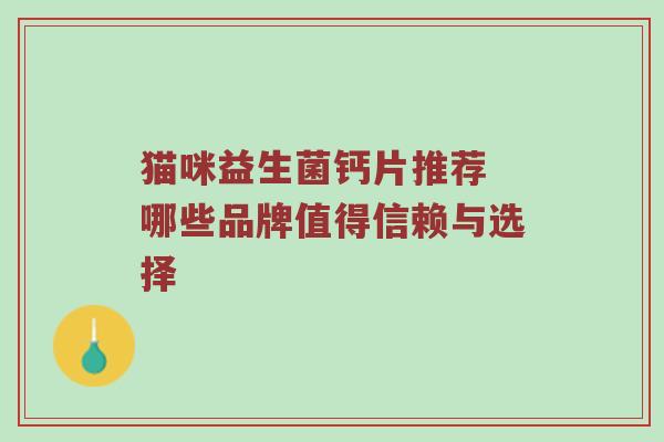 猫咪益生菌钙片推荐 哪些品牌值得信赖与选择
