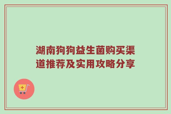 湖南狗狗益生菌购买渠道推荐及实用攻略分享