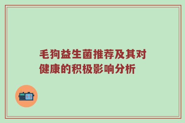 毛狗益生菌推荐及其对健康的积极影响分析
