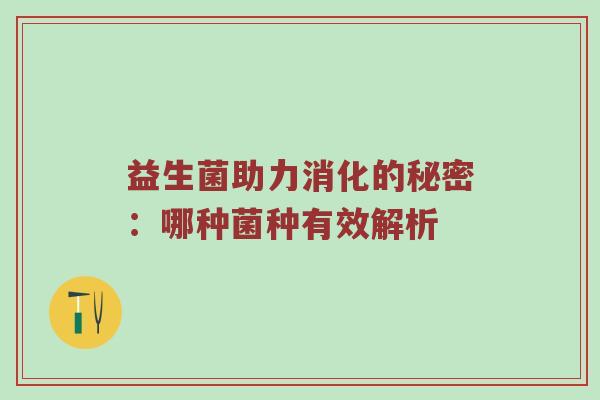 益生菌助力消化的秘密：哪种菌种有效解析