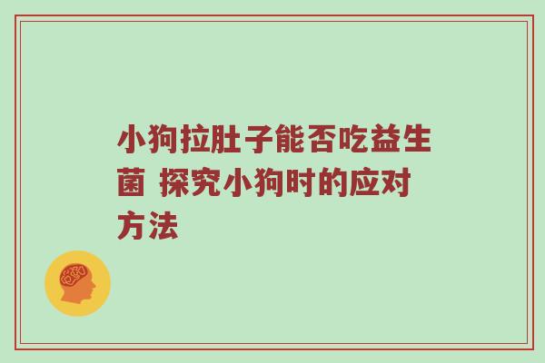 小狗拉肚子能否吃益生菌 探究小狗时的应对方法