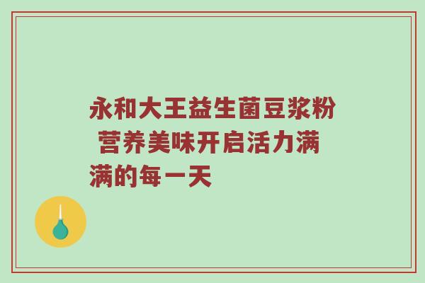 永和大王益生菌豆浆粉 营养美味开启活力满满的每一天