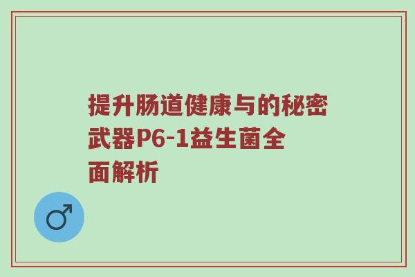 提升肠道健康与的秘密武器P6-1益生菌全面解析