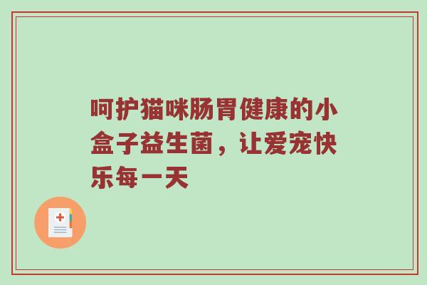 呵护猫咪肠胃健康的小盒子益生菌，让爱宠快乐每一天