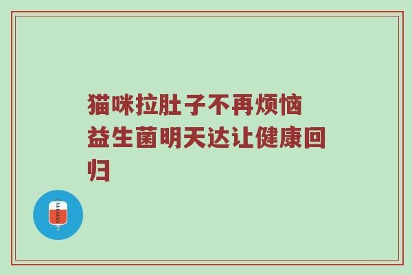 猫咪拉肚子不再烦恼 益生菌明天达让健康回归