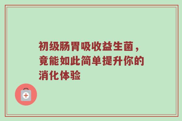 初级肠胃吸收益生菌，竟能如此简单提升你的消化体验