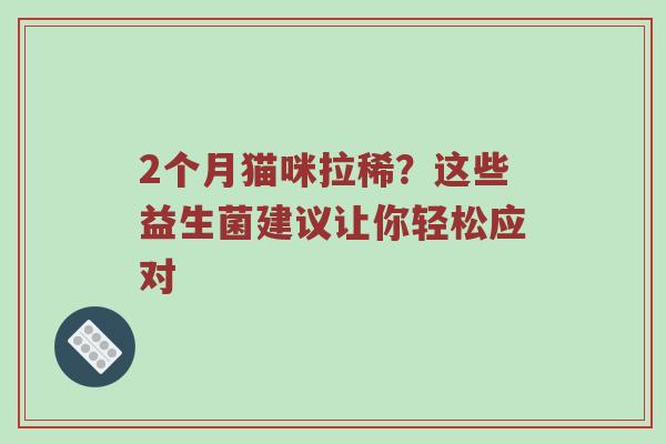 2个月猫咪拉稀？这些益生菌建议让你轻松应对