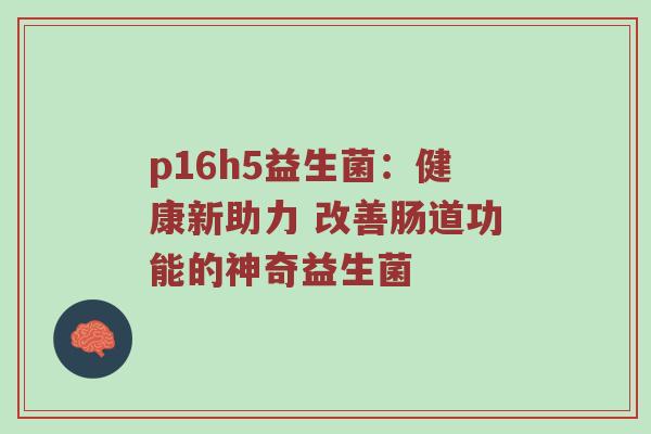 p16h5益生菌：健康新助力 改善肠道功能的神奇益生菌