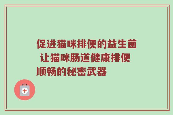 促进猫咪排便的益生菌 让猫咪肠道健康排便顺畅的秘密武器