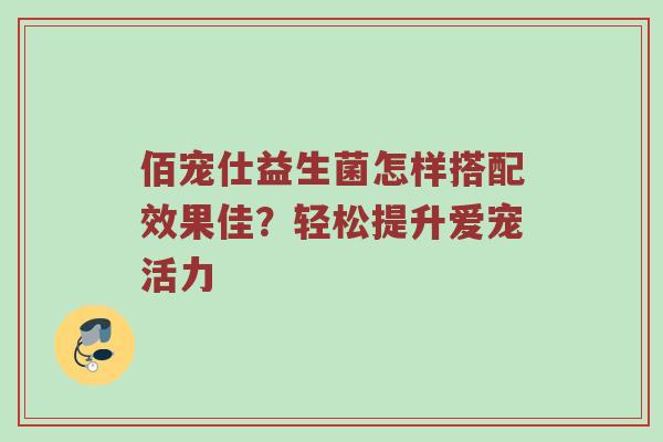 佰宠仕益生菌怎样搭配效果佳？轻松提升爱宠活力