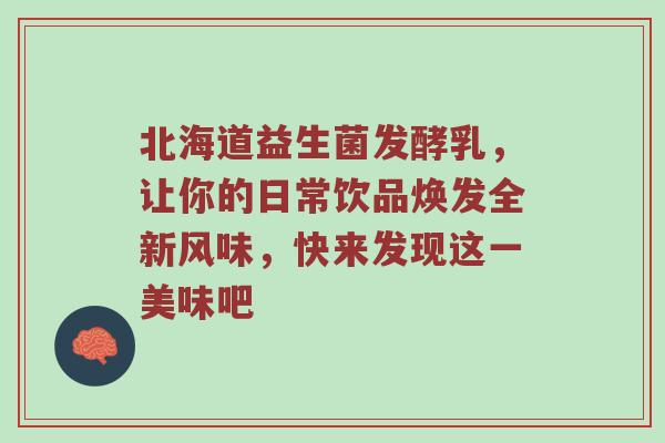 北海道益生菌发酵乳，让你的日常饮品焕发全新风味，快来发现这一美味吧