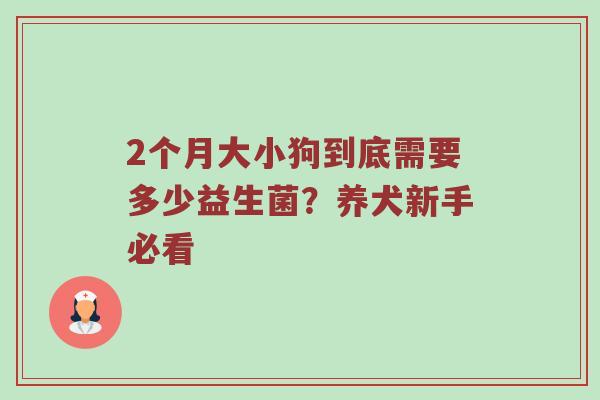 2个月大小狗到底需要多少益生菌？养犬新手必看