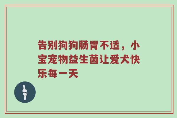 告别狗狗肠胃不适，小宝宠物益生菌让爱犬快乐每一天