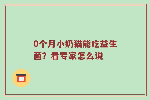 0个月小奶猫能吃益生菌？看专家怎么说
