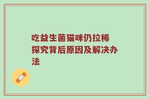 吃益生菌猫咪仍拉稀 探究背后原因及解决办法