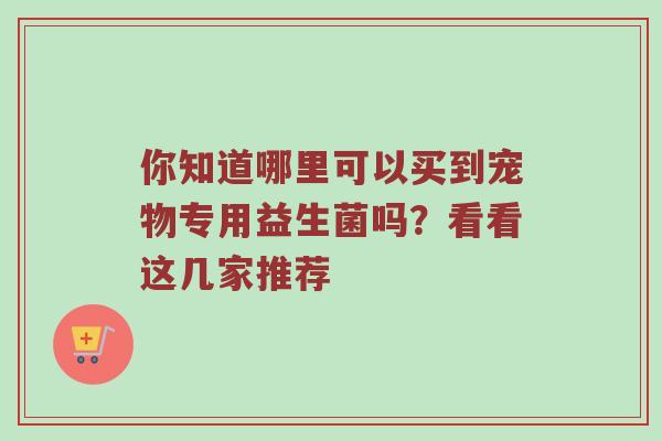 你知道哪里可以买到宠物专用益生菌吗？看看这几家推荐