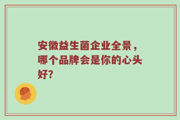 安徽益生菌企业全景，哪个品牌会是你的心头好？