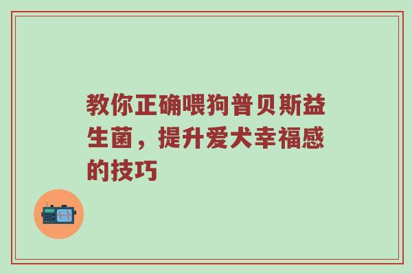 教你正确喂狗普贝斯益生菌，提升爱犬幸福感的技巧