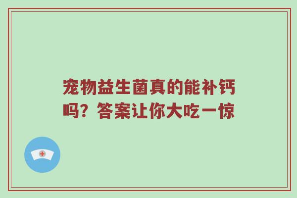 宠物益生菌真的能补钙吗？答案让你大吃一惊