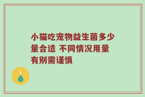 小猫吃宠物益生菌多少量合适 不同情况用量有别需谨慎