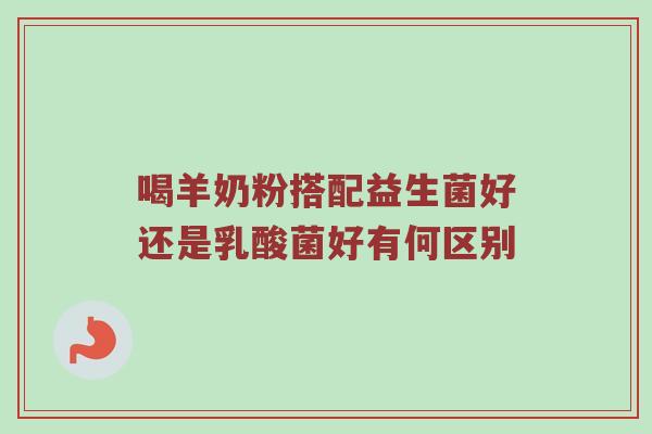 喝羊奶粉搭配益生菌好还是乳酸菌好有何区别