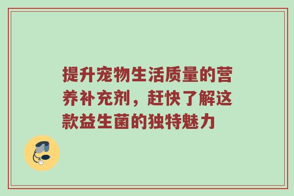 提升宠物生活质量的营养补充剂，赶快了解这款益生菌的独特魅力