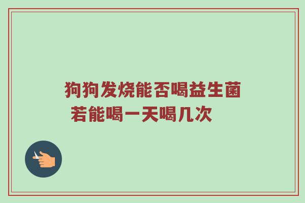 狗狗发烧能否喝益生菌 若能喝一天喝几次