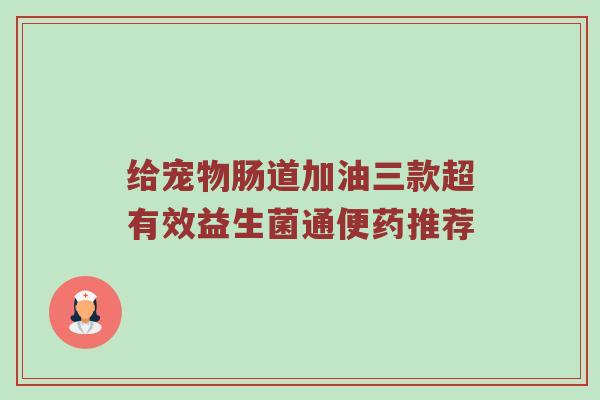 给宠物肠道加油三款超有效益生菌通便药推荐