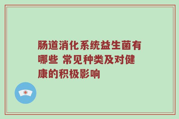 肠道消化系统益生菌有哪些 常见种类及对健康的积极影响