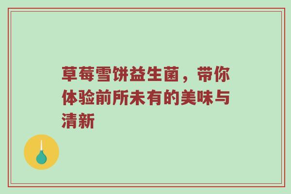 草莓雪饼益生菌，带你体验前所未有的美味与清新