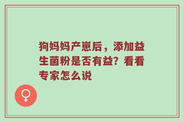 狗妈妈产崽后，添加益生菌粉是否有益？看看专家怎么说