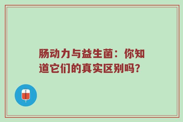 肠动力与益生菌：你知道它们的真实区别吗？