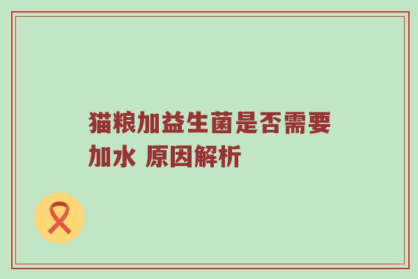猫粮加益生菌是否需要加水 原因解析