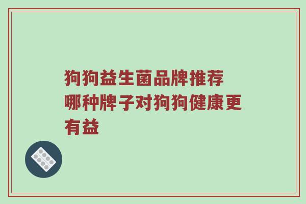 狗狗益生菌品牌推荐 哪种牌子对狗狗健康更有益